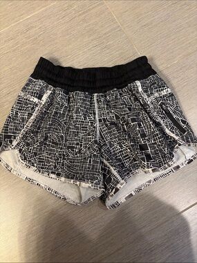 lululemon athletica Seawheeze Black & White Grid-Print Athletic Shorts